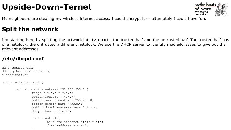 Screenshot of ex-parrot.com: Upside-Down-Ternet (2006)