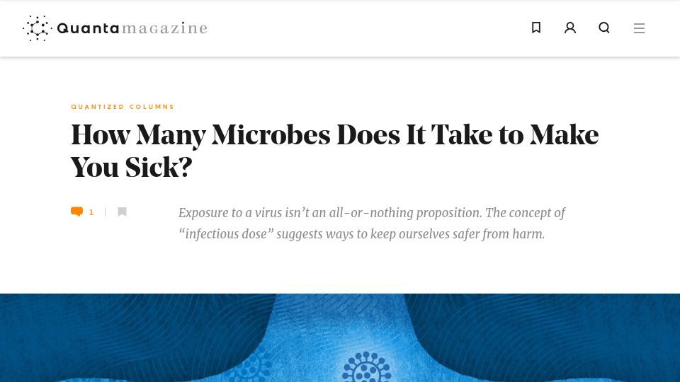 Screenshot of quantamagazine.org: How many microbes does it take to make you sick?