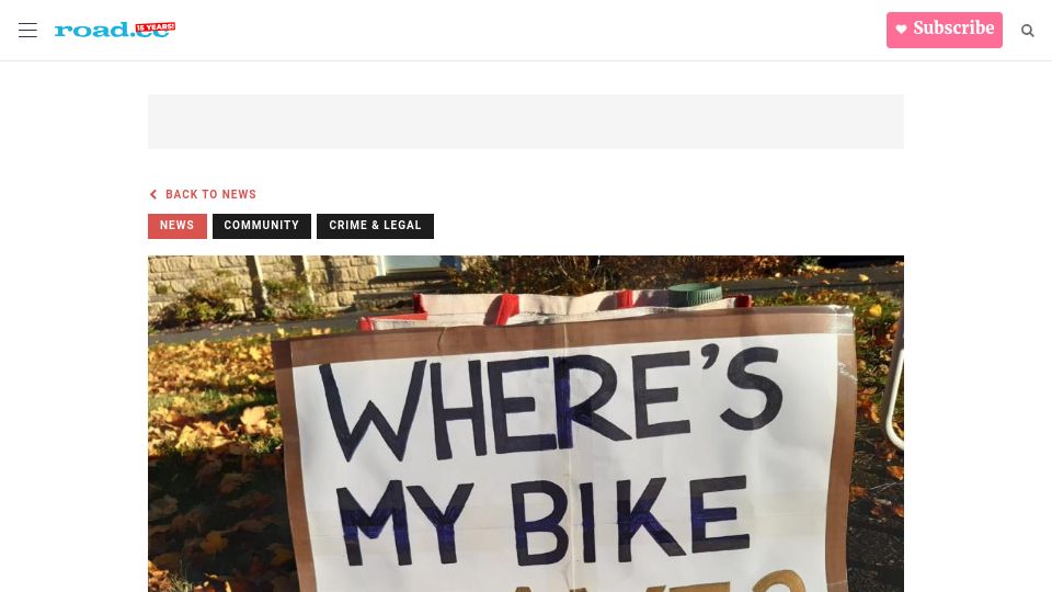 Screenshot of road.cc: Where's My Bike Dave?