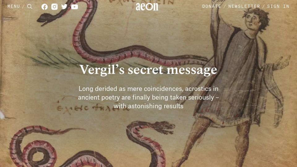 Screenshot of aeon.co: Vergil’s secret message