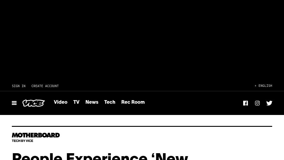 Screenshot of vice.com: Groundbreaking Study: People Experience ‘New Dimensions of Reality' When Dying