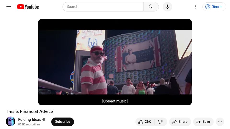 Screenshot of youtube.com: This is financial advice [video]