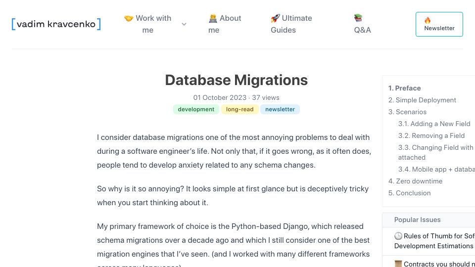 Screenshot of vadimkravcenko.com: Database Migrations