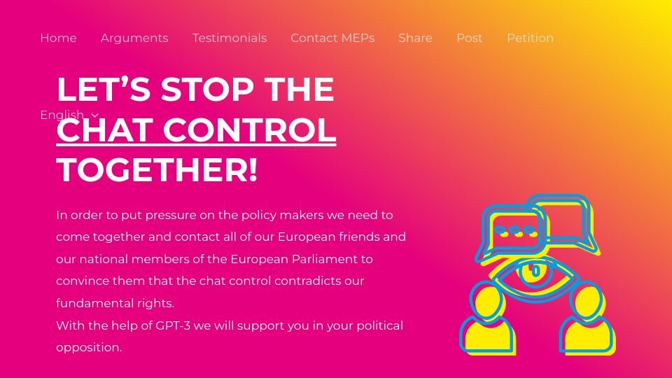 Screenshot of stopchatcontrol.eu: Stop EU Chat Control