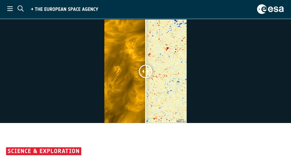 Screenshot of esa.int: Small-scale magnetism leads to large-scale solar atmosphere