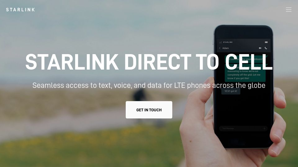 Screenshot of direct.starlink.com: Starlink Direct to Cell
