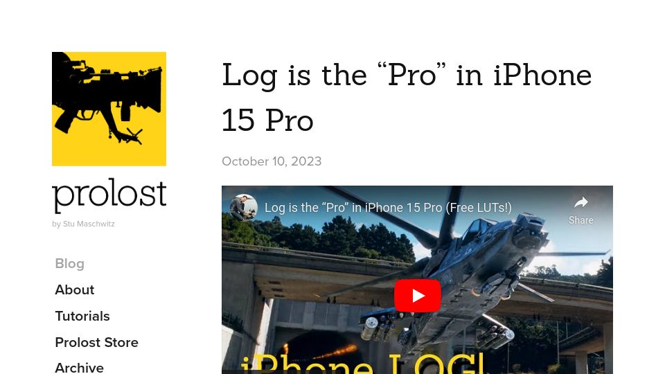 Screenshot of prolost.com: Log is the "Pro" in iPhone 15 Pro