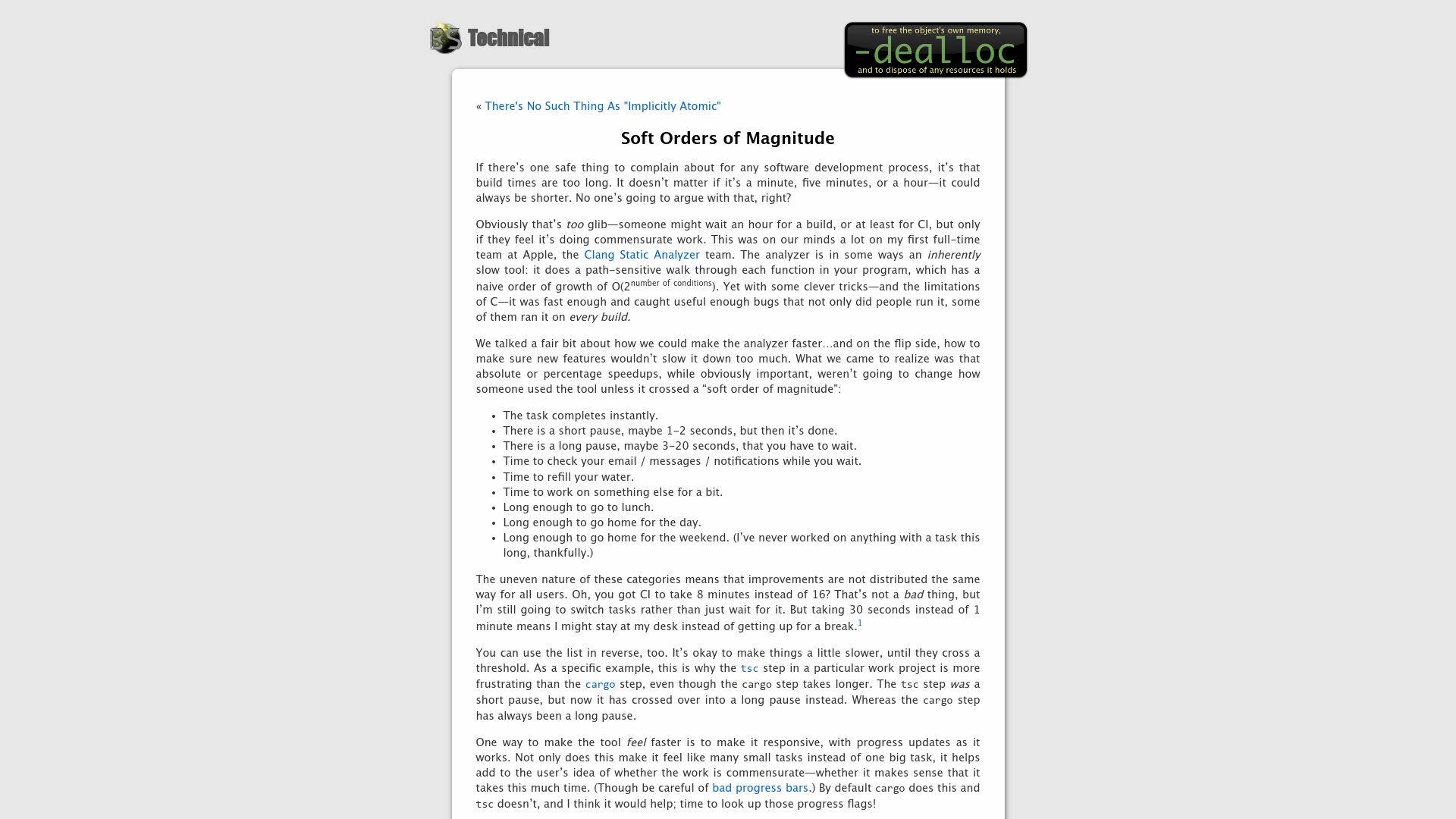 Screenshot of belkadan.com: Soft Orders of Magnitude