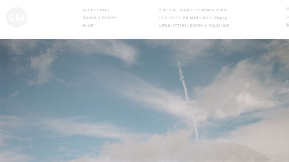 Screenshot of craigmod.com: British sandwiches and walking 300km of Wainwright's coast to coast