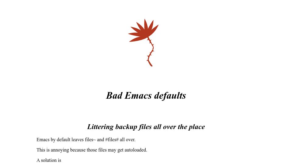 Screenshot of idiomdrottning.org: Bad Emacs defaults