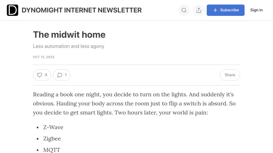Screenshot of dynomight.substack.com: The midwit home