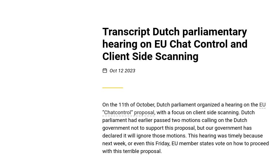 Screenshot of berthub.eu: EU "Chat Control" and Mandatory Client Side Scanning