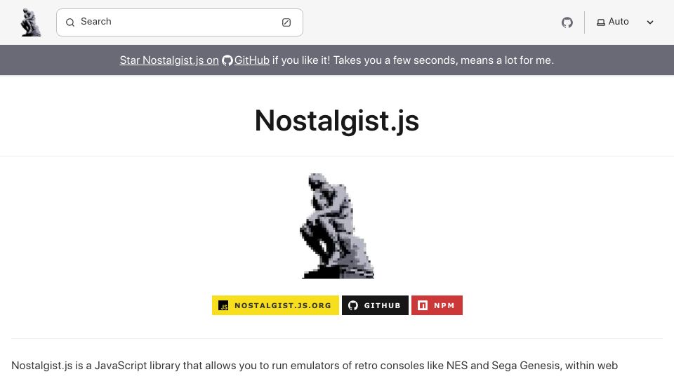 Screenshot of nostalgist.js.org: Show HN: Nostalgist.js – Run emulators of retro consoles, within web browsers