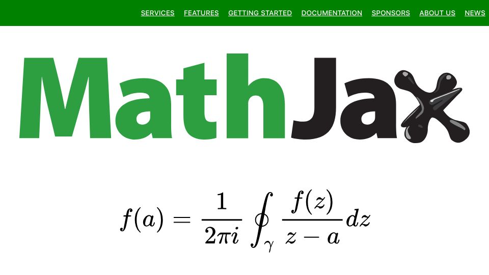 Screenshot of mathjax.org: MathJax: Beautiful and accessible math in all browsers