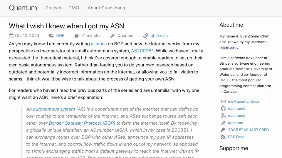 Screenshot of quantum5.ca: What I wish I knew when I got my ASN