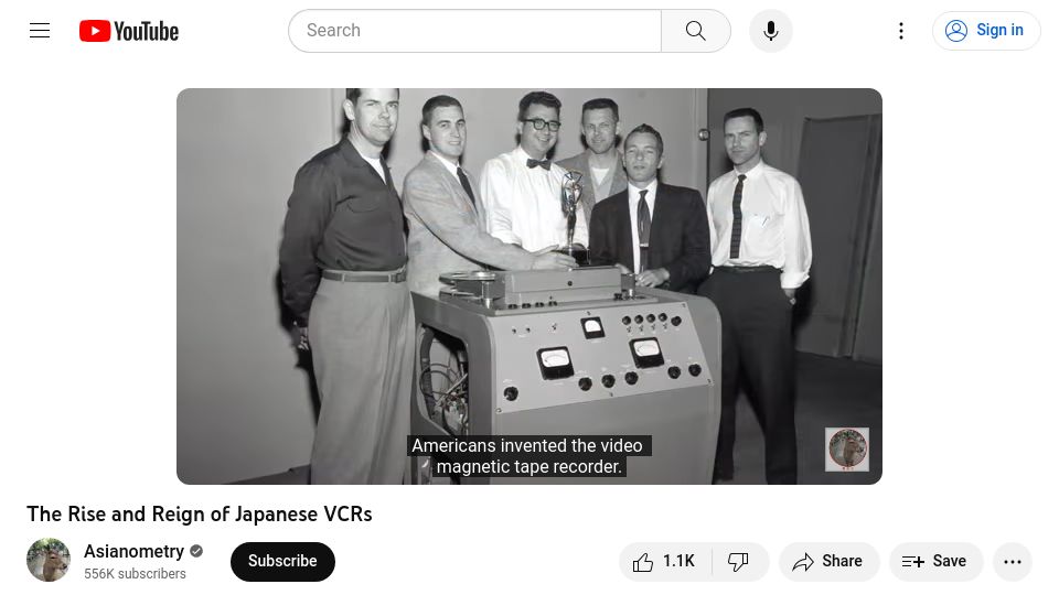 Screenshot of youtube.com: The Rise and Reign of Japanese VCRs [video]