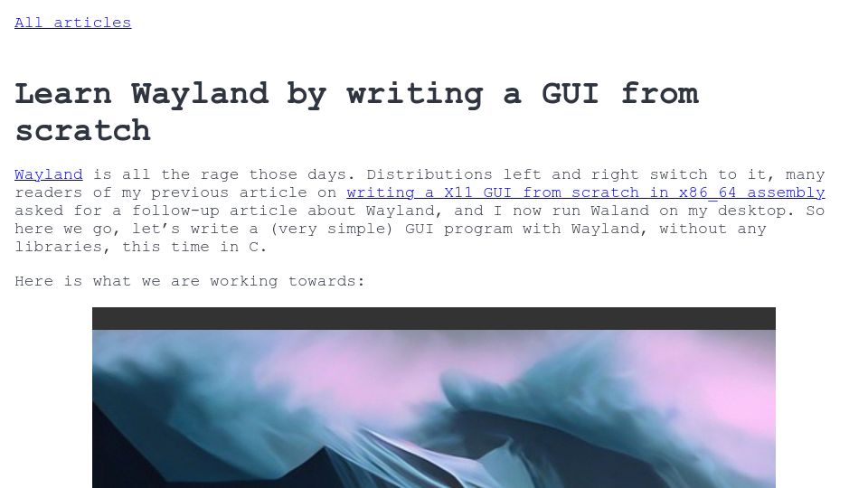 Screenshot of gaultier.github.io: Learn Wayland by writing a GUI from scratch
