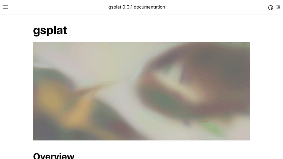 Screenshot of docs.gsplat.studio: Gsplat: CUDA accelerated rasterization of gaussians with Python bindings