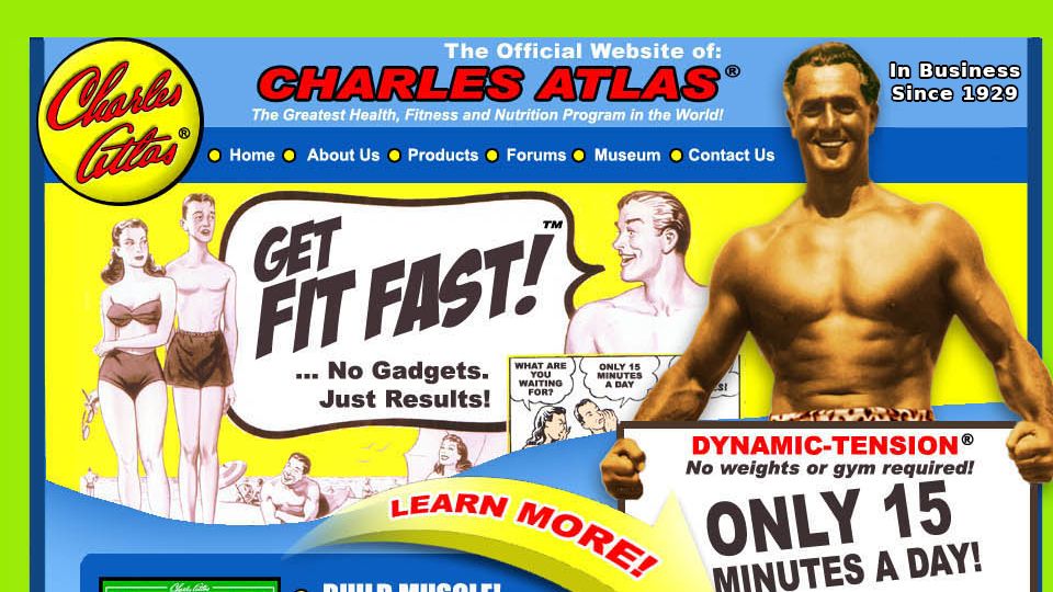 Screenshot of charlesatlas.com: The official website of Charles Atlas