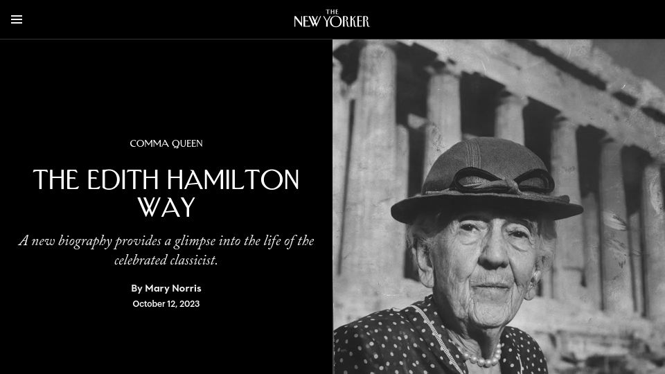 Screenshot of newyorker.com: The Edith Hamilton Way