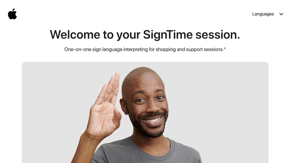 Screenshot of signtime.apple: Signtime.apple: One-on-one sign language interpreting by Apple