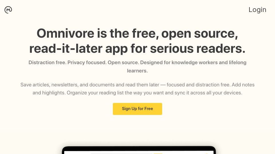 Screenshot of omnivore.app: Omnivore – free, open source, read-it-later App