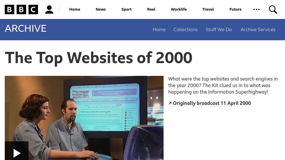 Screenshot of bbc.co.uk: Websites of 2000 [video]