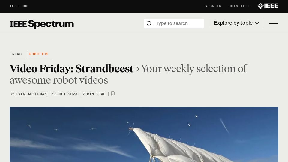 Screenshot of spectrum.ieee.org: Video Friday: Strandbeest