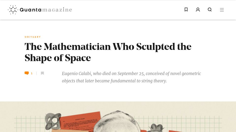 Screenshot of quantamagazine.org: The Mathematician Who Sculpted the Shape of Space