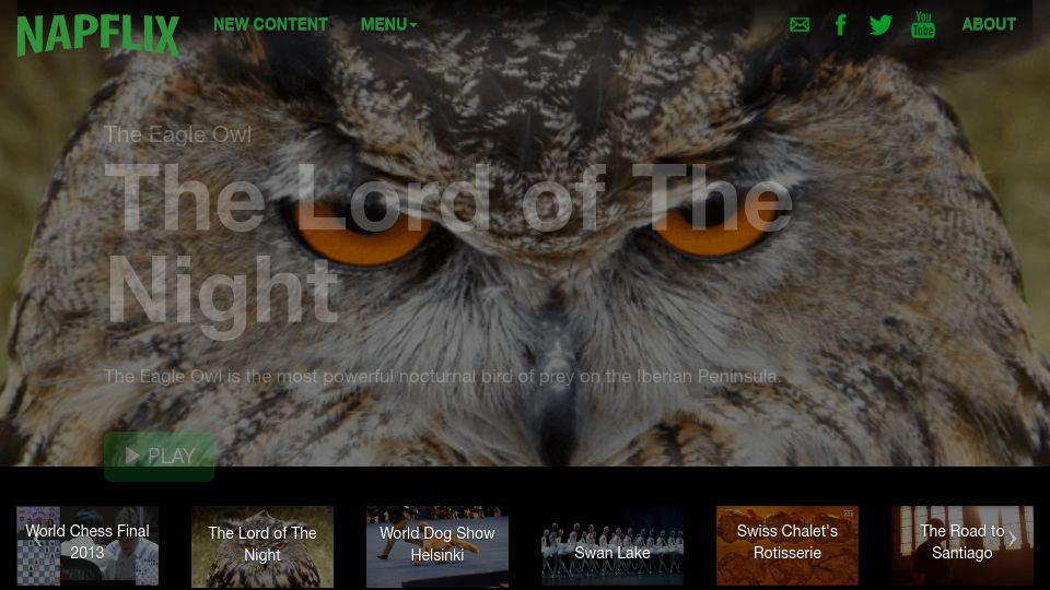 Screenshot of napflix.tv: Napflix – Siesta Video Platform