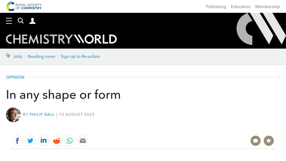 Screenshot of chemistryworld.com: No morphological differences between living and non-living systems are yet known