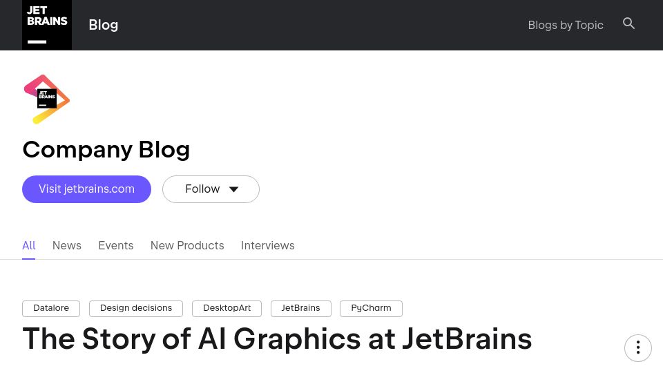 Screenshot of blog.jetbrains.com: AI Graphics at JetBrains