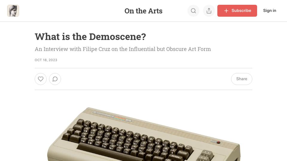 Screenshot of onthearts.com: What is the Demoscene? An interview