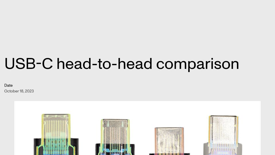 Screenshot of lumafield.com: USB-C head-to-head comparison