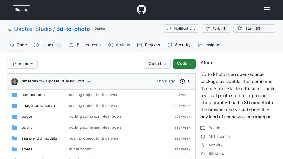 Screenshot of github.com: Show HN: Generate Stable Diffusion scenes around 3D models