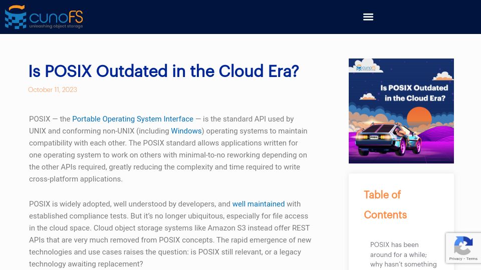 Screenshot of cuno.io: Is POSIX really outdated?
