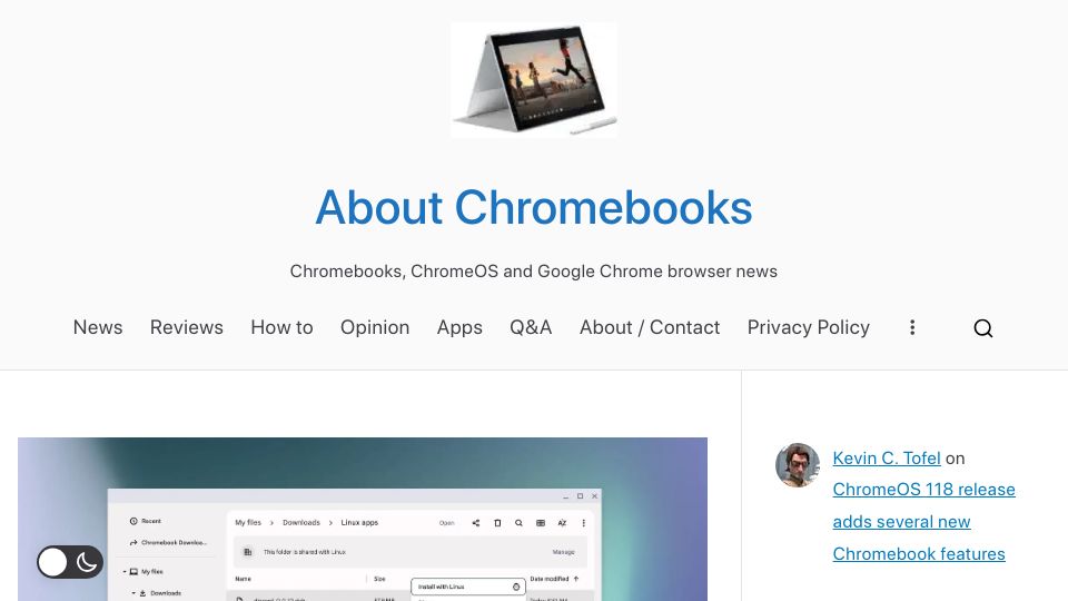 Screenshot of aboutchromebooks.com: Underrated Feature on a Chromebook: Install with Linux