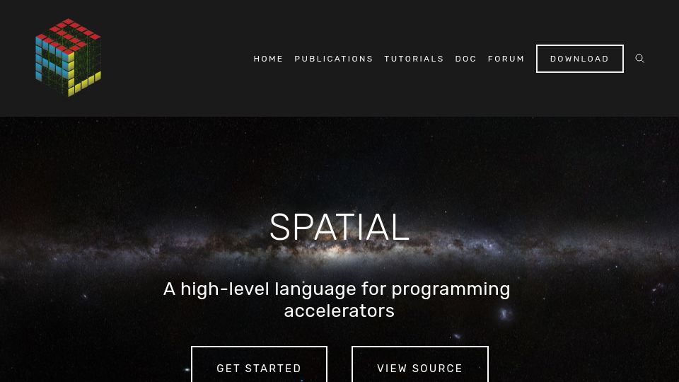 Screenshot of spatial-lang.org: Spatial: A high-level language for programming accelerators