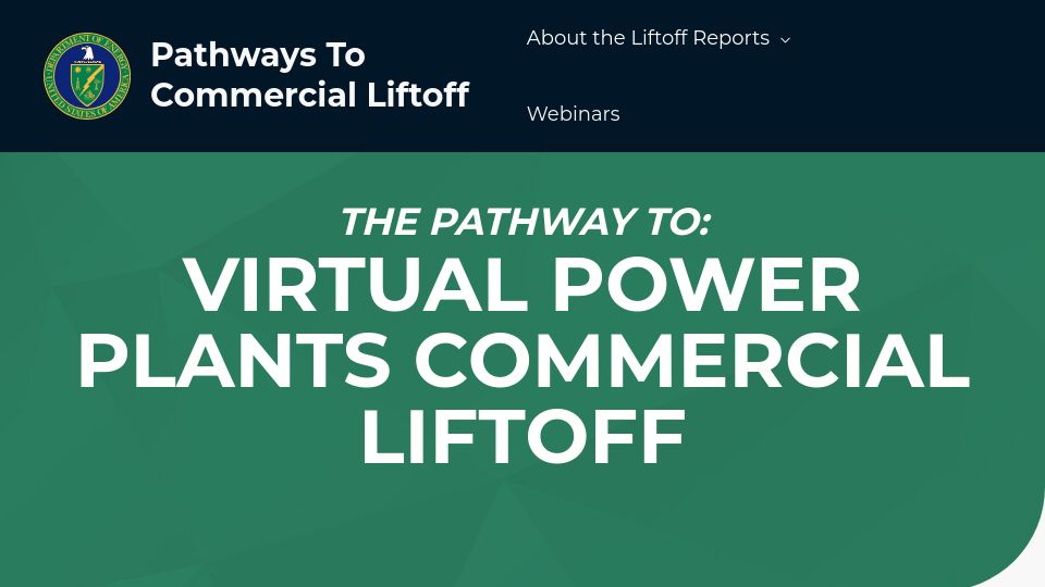 Screenshot of liftoff.energy.gov: DOE: Pathways to Commercial Liftoff: Virtual Power Plants