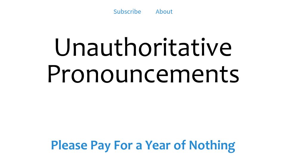 Screenshot of joe-steel.com: Please Pay for a Year of Nothing