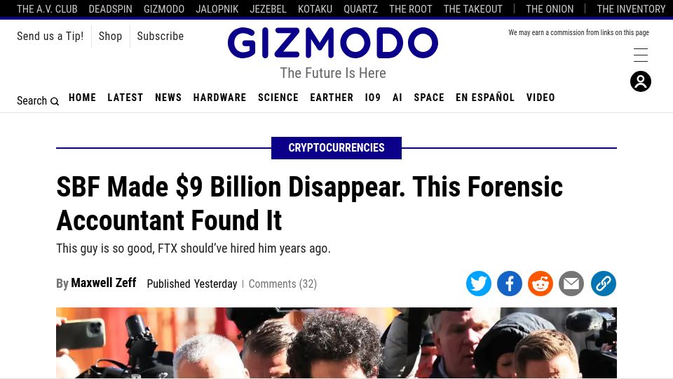 Screenshot of coindesk.com: Accounting prof testifies about FTX's misuse of customers' money