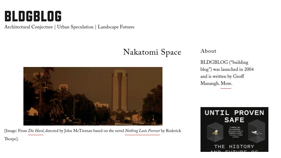 Screenshot of bldgblog.com: Nakatomi Space