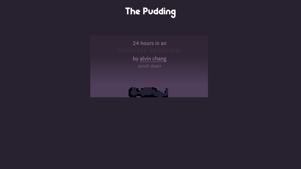Screenshot of pudding.cool: Twenty-four hours in an invisible epidemic