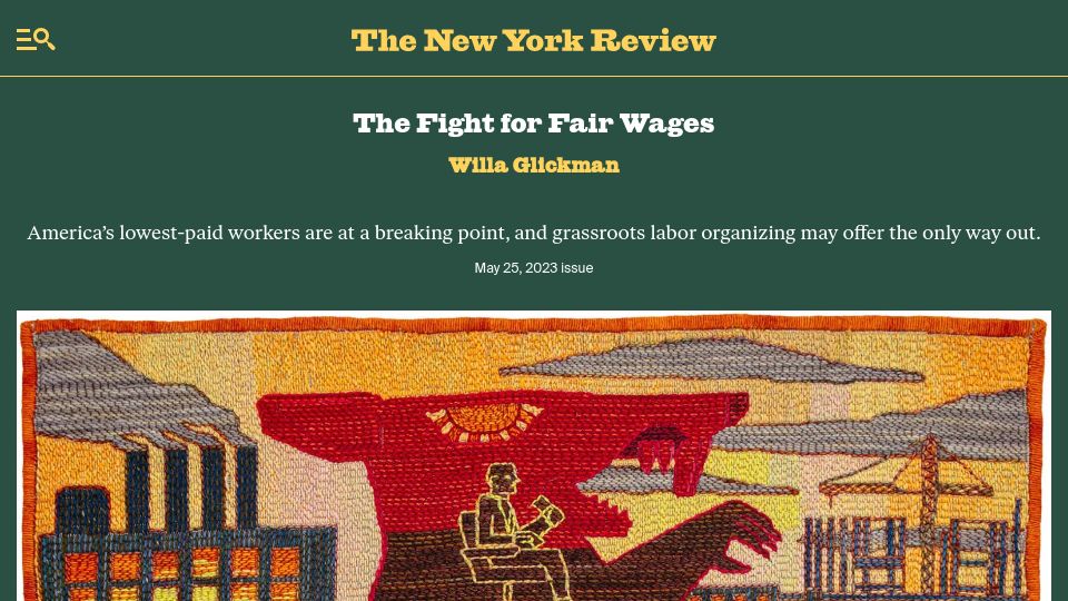 Screenshot of nybooks.com: The Fight for Fair Wages