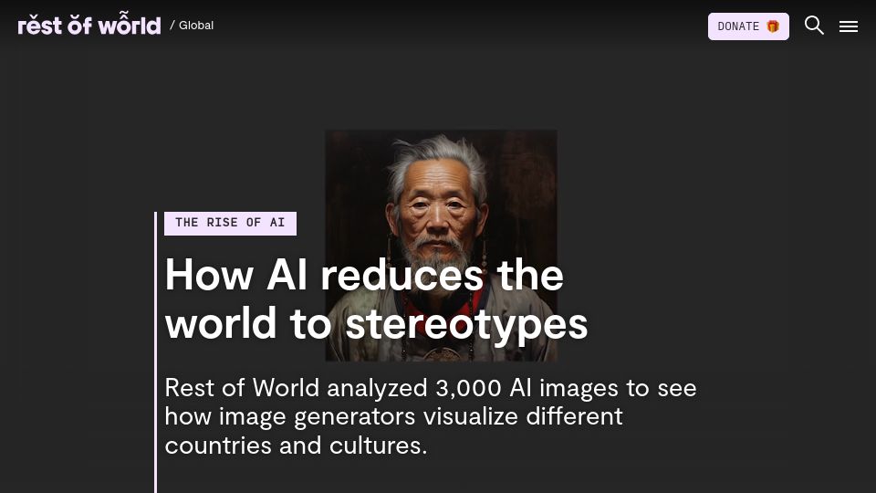 Screenshot of restofworld.org: AI Reduces the World to Stereotypes