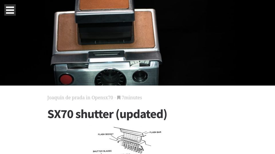 Screenshot of opensx70.com: The Polaroid SX70's unusual shutter