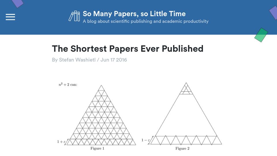 Screenshot of paperpile.com: The shortest papers ever published (2016)
