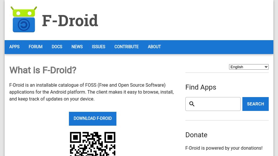Screenshot of f-droid.org: F-Droid: Android FOSS app store