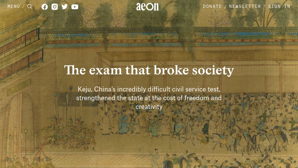 Screenshot of aeon.co: Keju, China’s difficult civil service test