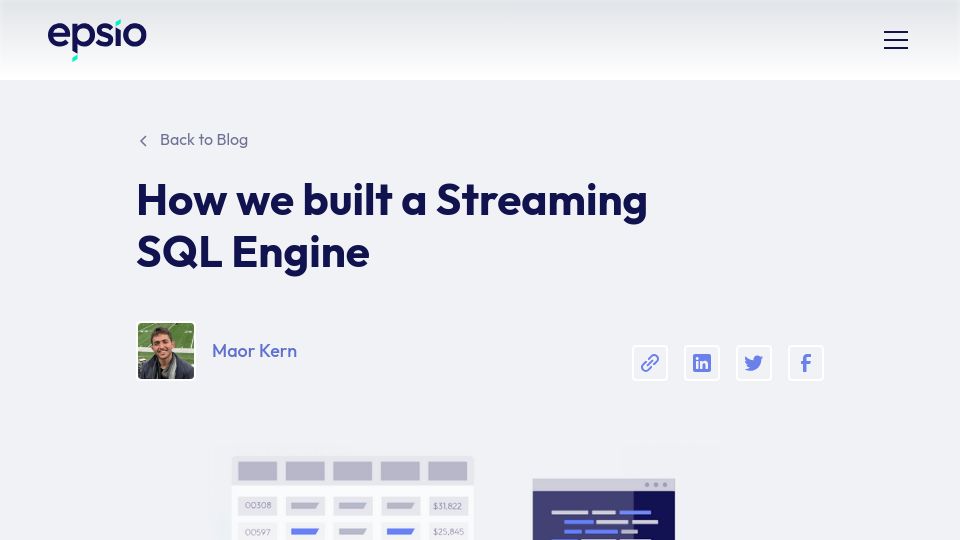 Screenshot of epsio.io: We Built a Streaming SQL Engine